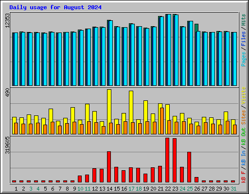 Daily usage for August 2024